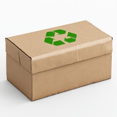 Minimalistic Brown Eco Box with Green Recycling Symbol