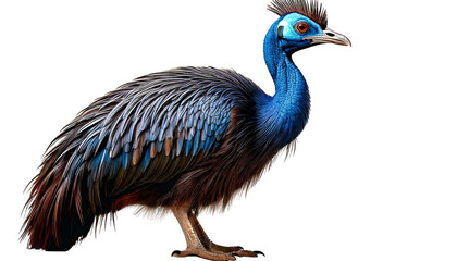 Fototapeta premium A cassowary bird standing against a plain white background