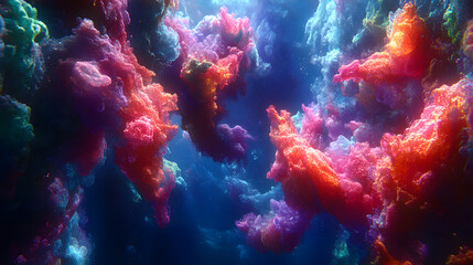 Vibrant Underwater Coral Reef Fantasy A Symphony of Color in the Deep Ocean