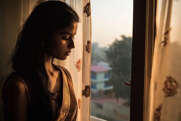 woman wearing a plain cotton saree