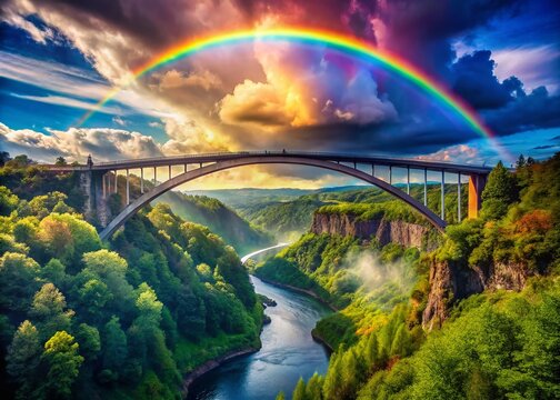 Asgard Rainbow Bridge: Epic Fantasy Landscape, Bifrost Mythology, Celestial Realm, Magical Rainbow, Norse Mythology Art