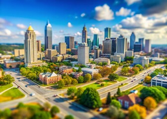Fototapeta premium Atlanta Skyline Tilt-Shift Miniature Cityscape - Panoramic View, Daytime, High Resolution