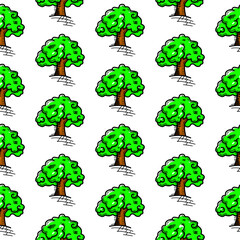 doodle tree pattern background. Tree pattern background. Seamless pattern trees background. flat illustration of tree. 