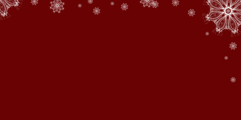 Red background frame with snowflakes. copy space. Blank for design. Merry Christmas and Happy New Year. Red background