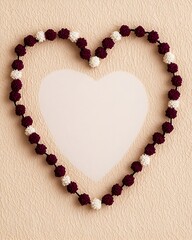 Obraz premium Heart-shaped arrangement of decorative flowers on textured background