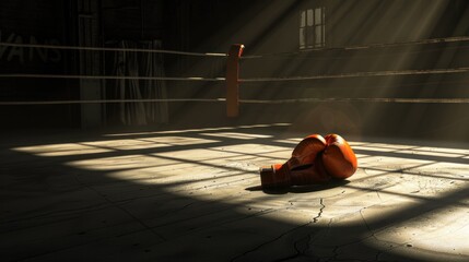 Solitary Boxing Glove in a Deserted Ring