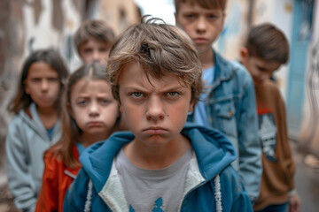 Fototapeta premium Generative AI Visual Depiction of Teenage School Bullying and Its Emotional Impact