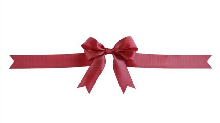 Elegant Red Ribbon Bow Isolated on White Background