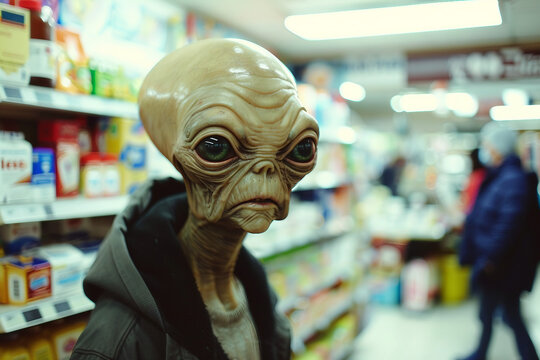 Image of extraterrestrial alien invading earth generative AI