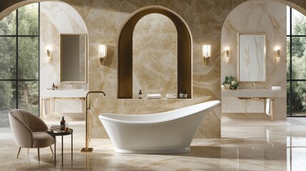 Luxurious bathroom with  bathtub