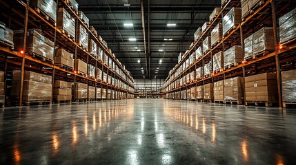 Fototapeta premium Automated Smart Warehouse with Intelligent Inventory Scanning and Tracking System