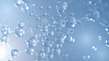 dorzolamide molecular structure 3d, pharmacological agent, structural chemical formula view from a microscope