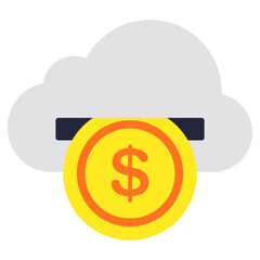 A trendy design icon of cloud money