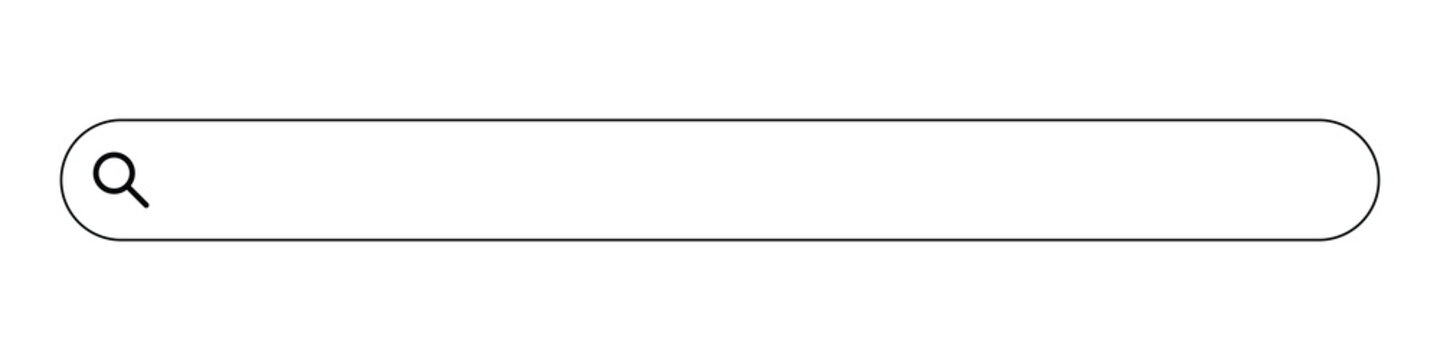 Wide internet search box. Website search bar with copy space. Vector illustration for web design.