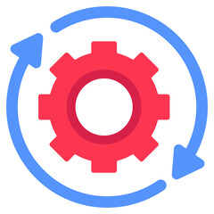 A flat design icon of setting refresh