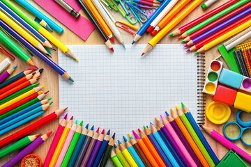 Obraz premium Back to School Doodle Art, Elementary Student Drawing, Cute School Supplies, Kids Artwork, September Illustration