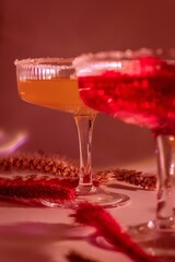 Vibrant Cocktail Banner with Negroni and Whiskey Sour Concept for Bar Menu or Summer Party Promotion