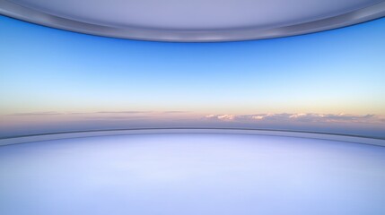 Futuristic Empty Room with Panoramic Sky View