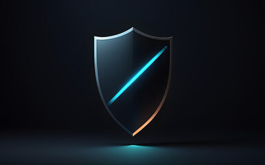 A minimalist shield, glowing with soft gradients, floating in a dark, abstract void