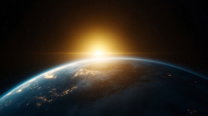 Naklejka premium Earth Sunrise Space View Global Planet Light Dawn Astronomy
