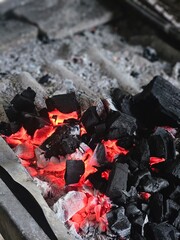 charcoal on fire