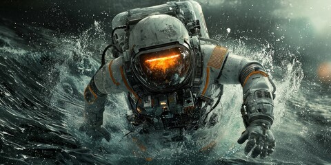 Astronaut Exploring Alien Ocean Space Exploration