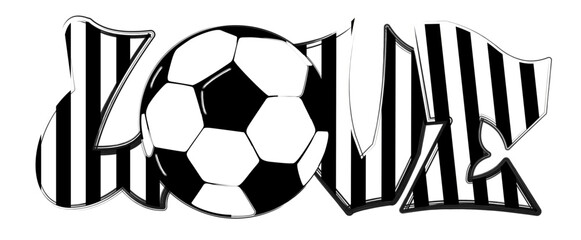 Love - black and white soccer team - ball - sport vector graphics, for street art - graffiti lettering typography - art illustration - multicolor - writen Word -     © roberta