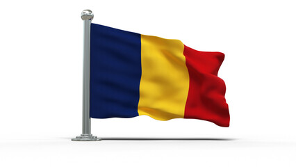 mini drapeau tchadien sur pied, posé sur un fond transparent - rendu 3D