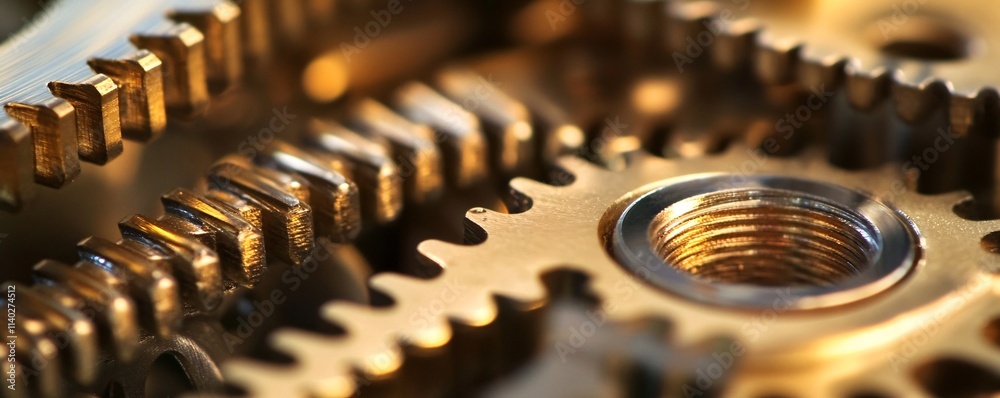 Aufkleber Close-up of interlocking gears rotating smoothly in a complex mechanism