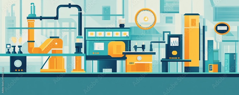 Poster modern industrial automated production line processing materials