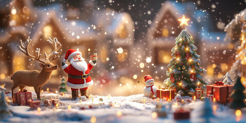 Naklejka premium Miniatura di babbo Natale.