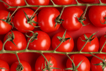 cherry tomatoes on a branch background texture