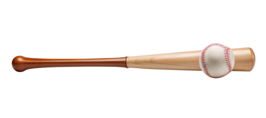 Baseball with wooden Baseball bat