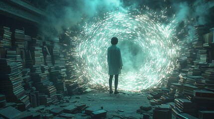 Glowing Sphere of Knowledge Radiates Leadership from the Heart of a Literary Vortex