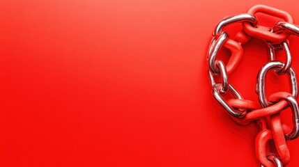 Naklejka premium Red Background with Silver and Red Chain Links in Focus