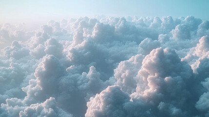 Naklejka premium Aerial View of a Sea of Cumulus Clouds at Sunrise