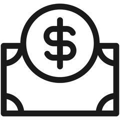 Cash Vector, Icon Or Logo Sign Isolated Symbol Illustration Outline Icon