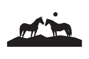 Couple Of Horse Silhouette Vector illustration