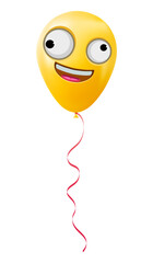 Emoji balloon with a grinning face with one large and one small eye Yellow emoji smile