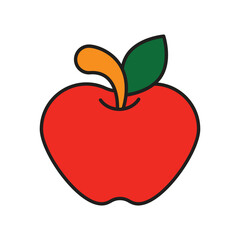 Apple color line icon with white background vector stock illustration