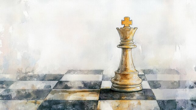 A beautifully illustrated chess king stands majestically on a checkered board, symbolizing strategy and intellect in gameplay.