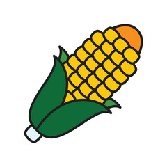 Corn color line icon with white background vector stock illustration