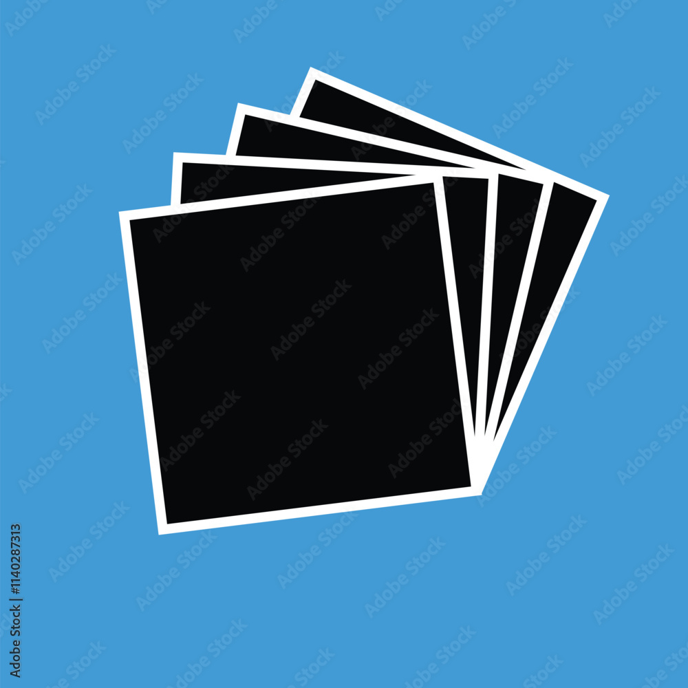 Poster black and white polaroid photo frame. retro photo frames stack. blank place for text or image. photo