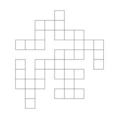 Three words blank crossword puzzle template. three words crosswords game. word game for social media, magazine and newspaper. squares empty crossword game