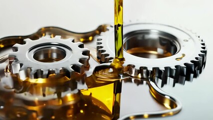 Machine oil video: gears immersed in motor oil, highlighting importance of lubrication in reducing friction and enhancing the functionality of mechanical systems for industrial machinery efficiency.
