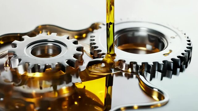 Machine oil video: gears immersed in motor oil, highlighting importance of lubrication in reducing friction and enhancing the functionality of mechanical systems for industrial machinery efficiency.