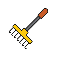 Pitchfork color line icon with white background vector stock illustration