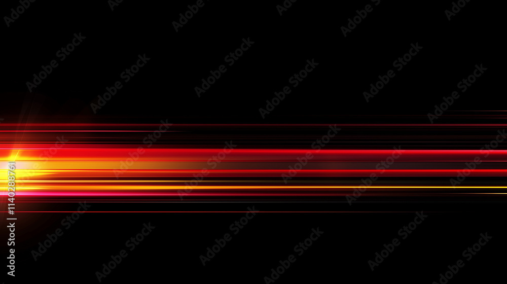 Aufkleber dynamic gradient abstract: vibrant horizontal light streaks on black background. perfect for futuris
