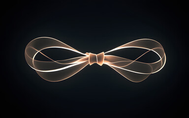 A glowing ribbon, forming intricate loops, suspended in a weightless, dark environment