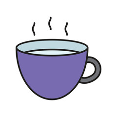 Hot Coffee color line icon with white background vector stock illustration